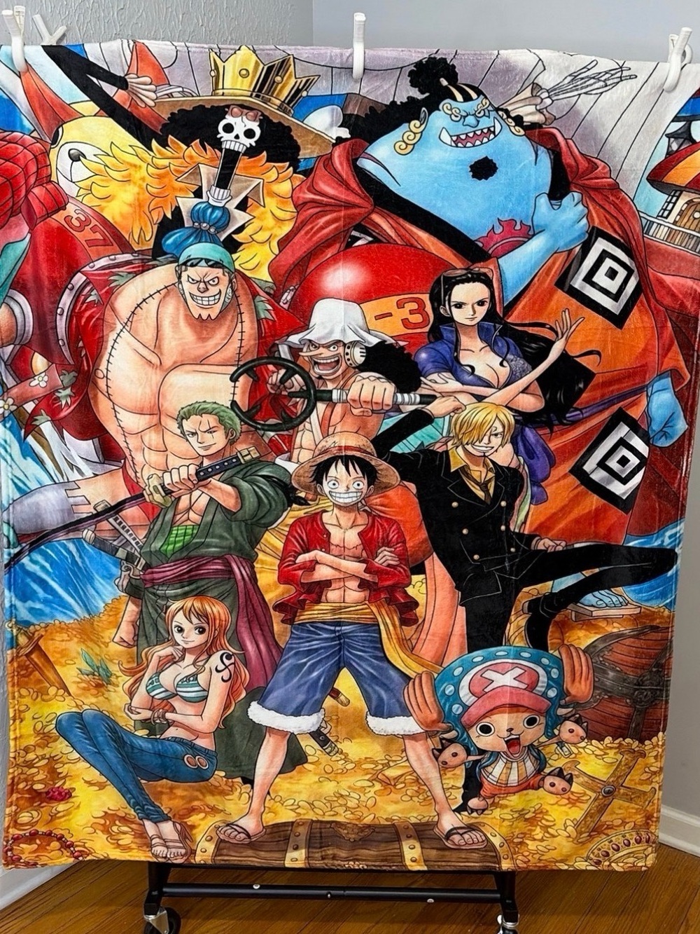 One Piece Anime Crew Plush Throw Blanket in Multicolor